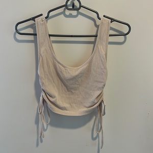 Tan Side Tie Crop Top